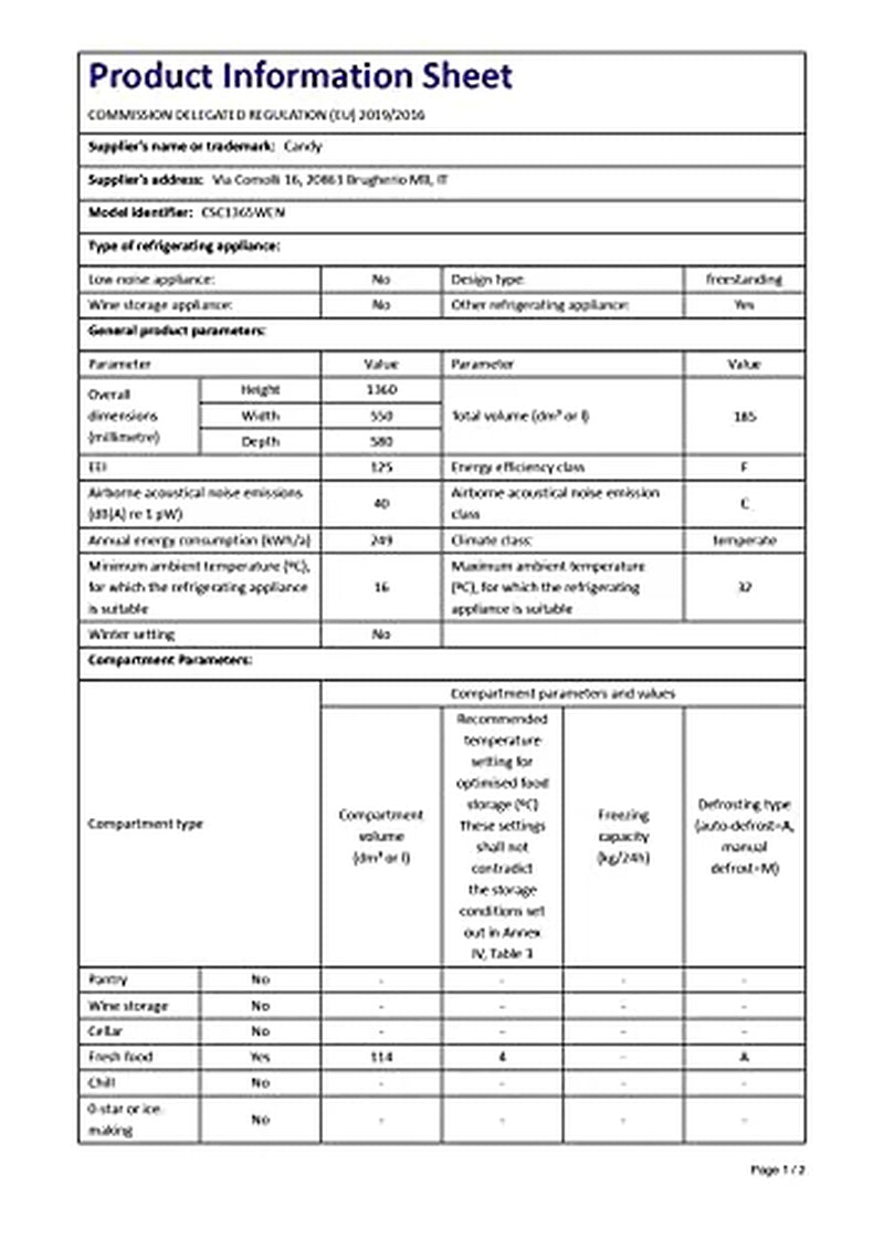 CANDY CSC1365WEN Static Freestanding Fridge Freezer
