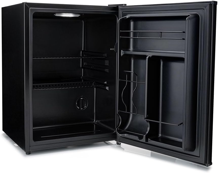 Mini Fridge 50L with Glass Door – Quiet Drinks & Beer Cooler with LED Light | Compact Small Fridge for Bedrooms, Gaming Rooms, Man Caves, Offices & Home Bars – Energy Efficient