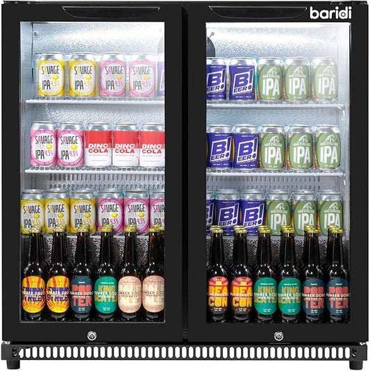 Back Bar Drinks Fridge with Hinged Double Door, 190L Capacity - DH272