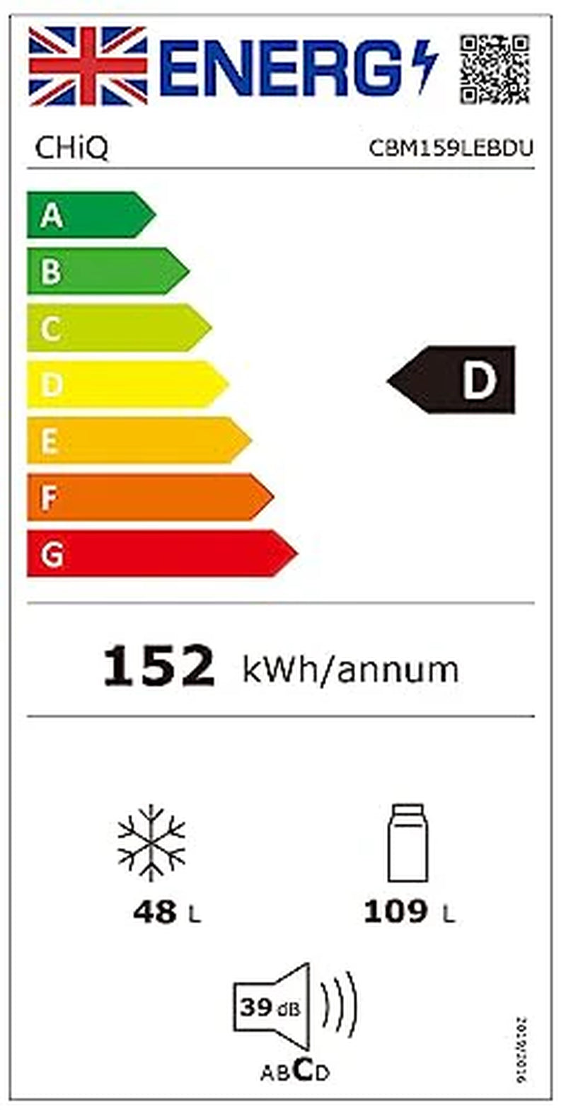 Chiq CBM159LEBDU, Fridge Freezer