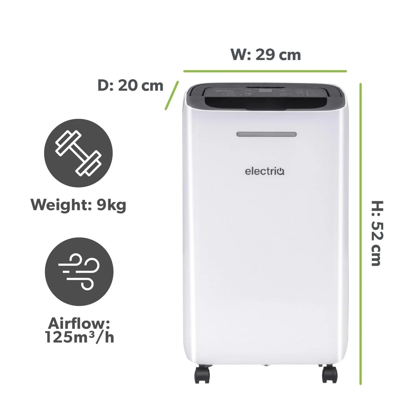 Electriq 12L Portable Dehumidifier Great for 3 Bed Homes