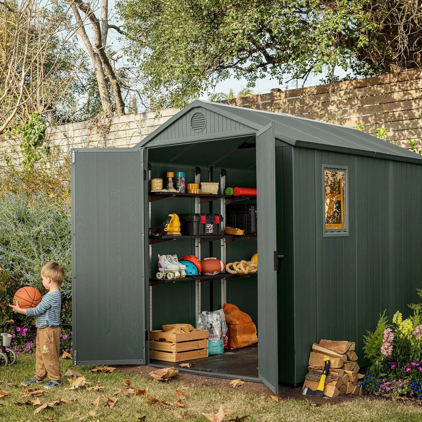 6×8 Darwin Heavy Duty Plastic Garden Shed – Green